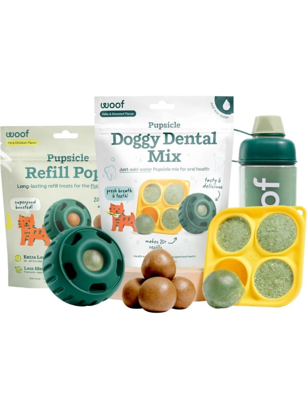 Dental Care Kit for Dogs - Pupsicle Toy, Treat Tray, Shaker Bottle & Teeth